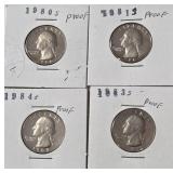 1980S, 1981S, 1983S, 1984S Jefferson Proof Quarters