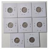 8- Silver Roosevelt  Dimes (1948D,1959D,1962,1963,1963D,1964,1964,1964)