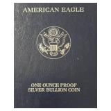 1986 Silver American Eagle - One Ounce Proof Silver Bullion Coin - First Year of Issue - Blue Velvet Box