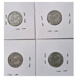 4 - Silver Barber Dimes (1909O,1911,1914D,1915S)