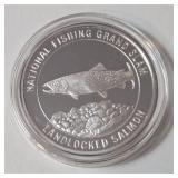 1 Oz. Silver Landlocked Salmon - National Fishing Grand Slam - Round