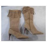 (BSB) Pair of Suede Fringed Knee-Hi...