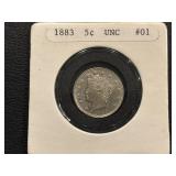 1883 Liberty Head "V" Nickel NO CENTS Uncirculated