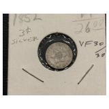 1852 Three Cent Silver
