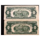 1953 A Red Seal $2 Dollar Notes Double and Triple Numbers