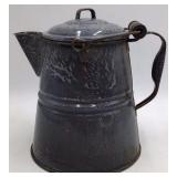 Vintage Gray Speckled Enamel Coffee Pot – Graniteware with Swinging Bail Handle