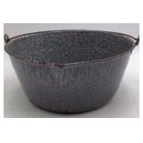 Vintage Gray Speckled Enamel Wash Basin – Graniteware with Bail Handle