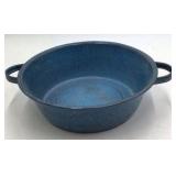 Vintage Blue Speckled Enamel Wash Basin – Graniteware with Side Handles