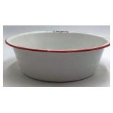 Vintage White Enamel Wash Basin – Graniteware with Red Rim Trim