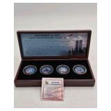 The Matthew Mint 9/11 10th Anniversary Tribute Set – 4 Colorized Coins in Display Box