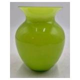 Vintage Vaseline Glass Vase – Bright Lime Green with Wide Flared Rim
