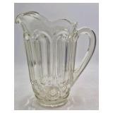 Vintage Clear Glass Pitcher – Scalloped Rim Panel Design