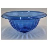 Vintage Blue Glass Bowl – Ribbed Fluted Design