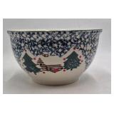 Cabin in the Snow Mixing Bowl – Folk Craft Christmas Snowman Trees