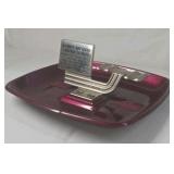 Vintage La Mott Brothers Livestock Trucking Ashtray – Maroon Metal