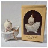 1987 Precious Moments He Cleansed My Soul Ornament – Enesco Porcelain Bathtub Design