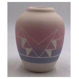 Vintage Clark Grandma EC Sioux Pottery Vase – Geometric Triangle Design