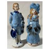Occupied Japan Porcelain Figurines – Boy and Girl in Blue Outfits