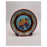 Vintage Native American Style Pottery Plate – Dancing Figures Border Design
