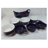 Rachael Ray Purple and White Stoneware Bakeware Set – Handled Oval Dishes and Bowls