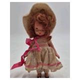 Vintage Storybook Doll – Rag Doll with Bonnet and Pink Dress