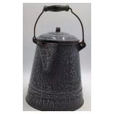 Vintage Gray Speckled Enamel Coffee Pot – Swinging Lid with Bail Handle