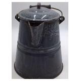 Vintage Gray Speckled Enamel Coffee Pot – Graniteware with Swinging Bail Handle