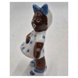 Vintage Ceramic Black Americana Figurine – Girl with Bow in Polka Dot Dress