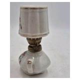Vintage Miniature Ceramic Oil Lamp – Floral Rose Pattern with Brass Fittings