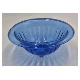 Vintage Blue Glass Bowl – Ribbed Fluted Design