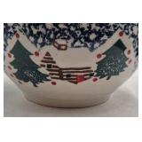 Cabin in the Snow Mixing Bowl – Folk Craft Christmas Snowman Trees