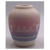 Vintage Clark Grandma EC Sioux Pottery Vase – Geometric Triangle Design