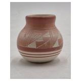 Vintage Sioux Pottery Vase – Geometric Triangle Gradient Eaglehawk Signed