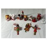 Vintage Miniature Christmas Ornaments – Mixed Set of Angels, Snowmen, Santa, and Reindeer