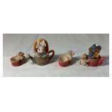 Miniature Bunny Teapot and Watering Can Figurines – Rabbit Family Set