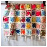 Vintage Crocheted Granny Square Afghan