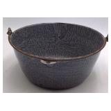 Vintage Gray Speckled Enamel Wash Basin – Graniteware with Bail Handle