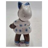 Vintage Ceramic Black Americana Figurine – Girl with Bow in Polka Dot Dress