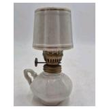 Vintage Miniature Ceramic Oil Lamp – Floral Rose Pattern with Brass Fittings