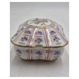 Vintage KPM Porcelain Trinket Box – Hand-Painted Floral Panels with Gold Accents