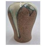 Vintage Ceramic Vase – Mottled Brown and Green Glaze with Crackle Accents