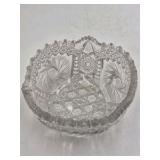 Vintage Clear Cut Glass Bowl – Pinwheel and Diamond Pattern
