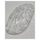 Vintage Clear Glass Dish – Scalloped Oval with Floral Pressed Pattern