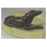 Vintage Onyx Ashtray – Bronze Figurine