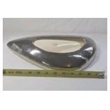 Vintage Chrome ceramic Ashtray – Teardrop Shape Triple Grooves