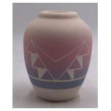 Vintage Clark Grandma EC Sioux Pottery Vase – Geometric Triangle Design