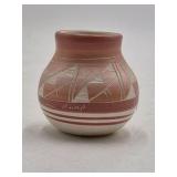 Vintage Sioux Pottery Vase – Geometric Triangle Gradient Eaglehawk Signed