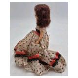 Vintage Storybook Doll – Polka Dot Dress with Black Lace Trim