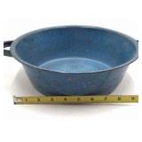 Vintage Blue Speckled Enamel Wash Basin – Graniteware with Side Handles
