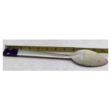 Vintage White Enamel Serving Spoon – Graniteware with Blue Handle Tip